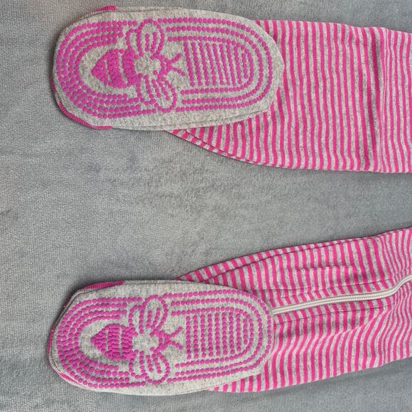 Burts Bees Baby Organic Cotton Baby One Piece Sleeper Striped Pink & Gray 24M - Picture 2 of 9